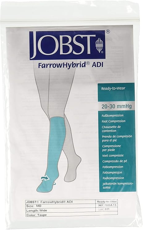 FarrowHybrid ADI ADII Liner/Sock, Foot Compression, BSN FarrowMed (Class1-Wide/Med, Taupe)