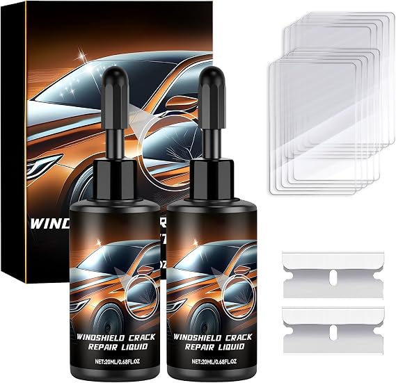 2Pcs Windshield Crack Repair Kit for Chips and Cracks, Auto Glass Crack Repair Fluid, 2026 New Cracks Gone Glass Repair Kit, Rock Chip Repair Kit Windshield (40ml/1.38fl.oz)
