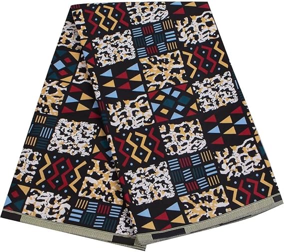 African Fabric 100% Cotton Kente Cloth by the Yard 6 Yards African American Ankara Print Wax Fabric 1510