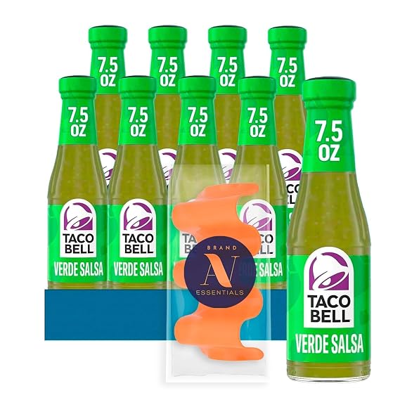 Taco Bell - Lavinia Essential Bundle: 4-Pack of Green Sauce, 7.5 oz Glass Bottle + 1 Utility Prop