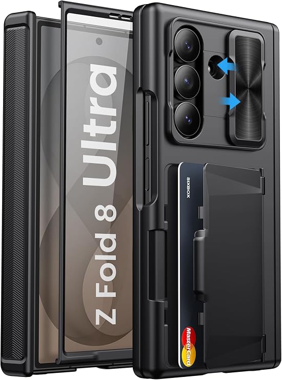 for Samsung Galaxy Z Fold 8 Ultra Case with Card Holder, Black