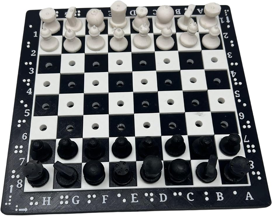Stylish Durable Plastic Braille and Sighted Chess Set, The Oldest and Most Popular Board Game, for Teachers, Family, Teens, and Gifts- by Blind in Mind, The Braille Superstore