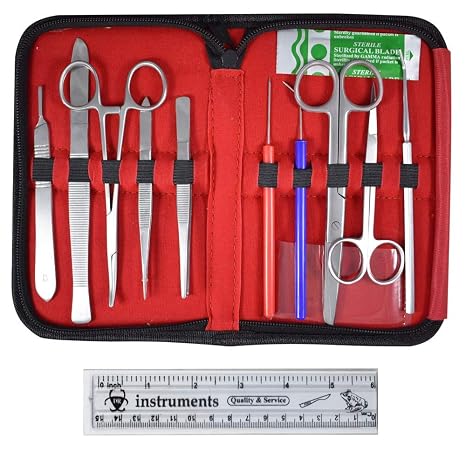 Gross-Anatomy Dissection Kit for Med-Students, 21Pcs in Fine Zipper Case Stainless Steel Dissecting Instruments Easy to Carry