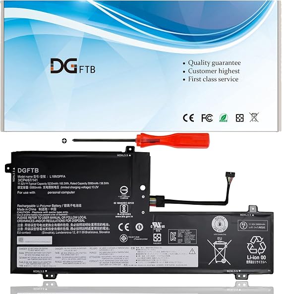 L18M3PFA L18D3PF2 Laptop Battery for Lenovo Yoga C740-15IML C740-15 Series 5B10T83740 5B10W67402 5B10T83739 5B10W67258 SB10W67375 5B10W67258 3ICP467141 (11.52V 60.3Wh5235mAh), L17M3PG1