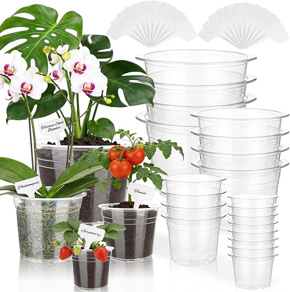 20 Pcs Clear Nursery Pots for Plant 4/6/7/10 Inch with Drainage Holes