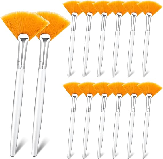 Patelai 14 Pieces Facial Fan Mask Brushes, Yellow