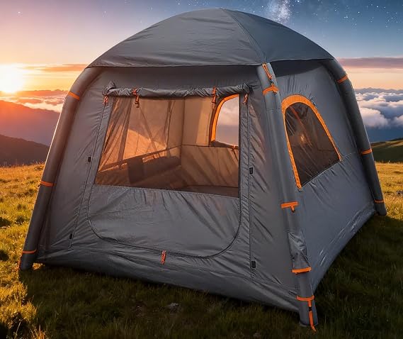 Inflatable Tents for Camping with Stove Jack, 4 Person Easy Setup Blow Up Tents for 4 Seasons Waterproof Inflatable Air Tent,Glamping Tent House