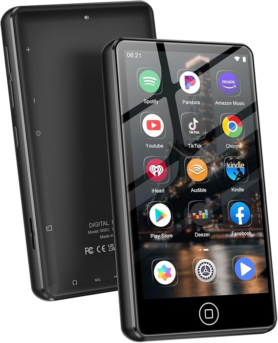 80GB MP3 Player with Bluetooth and WiFi,MP3 & MP4 Players with 4.02-inch Touchscree and Speaker,Spotify Music Players with Pandora,Audible,Amazon Music,Spotify,Play Store,up to 512GB