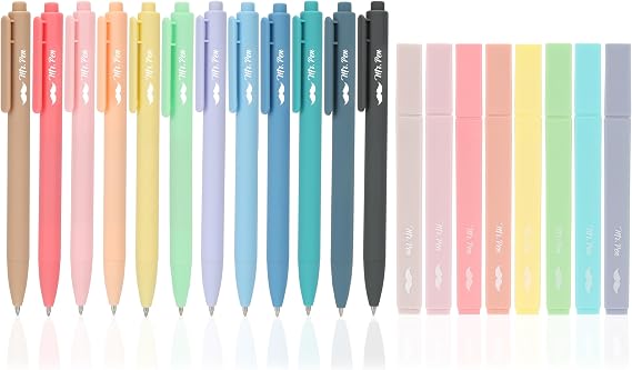 Mr. Pen- Aesthetic Highlighters and Gel Pens, 20 Pack | Assorted Colors Bible Highlighters No Bleed, Colorful Ink Gel Pens, Fast Dry and No Smear for Bible Journaling, Planner
