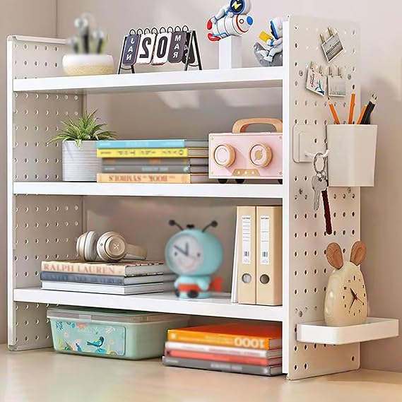 GAOXIAO Wood Adjustable Bookshelf Desktop Bookshelf Display Storage Shelf Rack Desk Tidy Organiser Dresser Countertop Bookcase Desk Shelf Organizer for Office Home Supplies 3layer 50 x 20cm