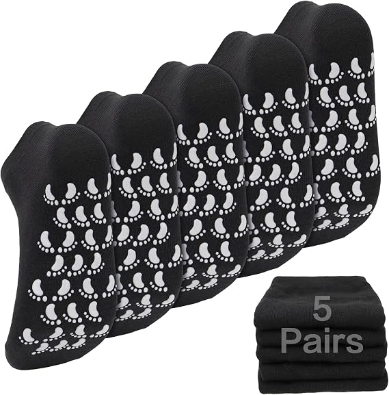 kilofly 5 pairs Non-Skid Soft Cotton Summer Slippers Gripper Socks Value Pack