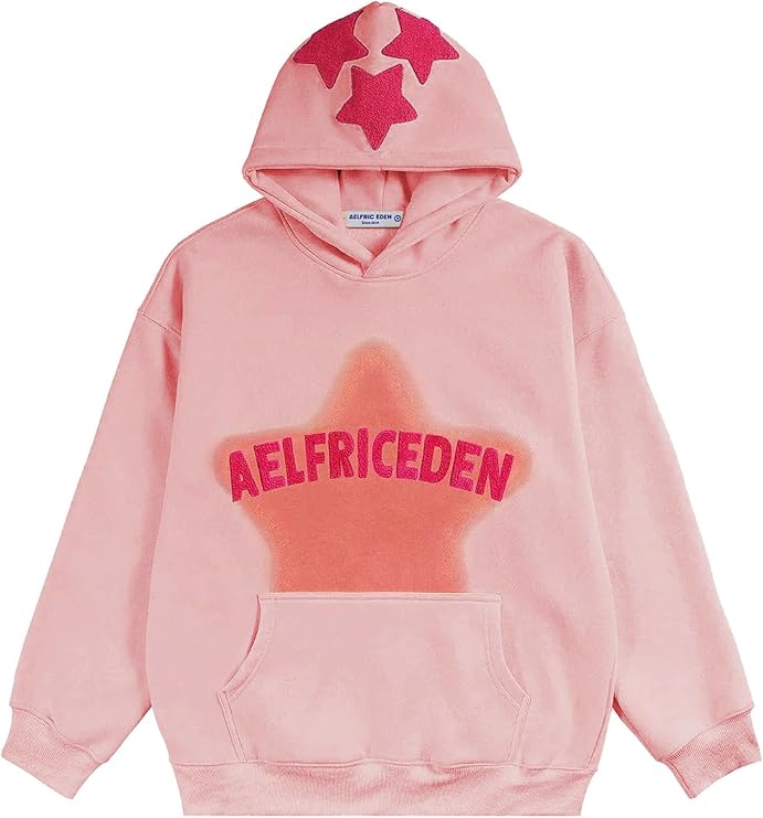 Aelfric Eden Graphic Hoodies for Men Y2K Printed Hoodie Sweatshirt Casual Oversized Long Sleeve Vintage Streetwear Pullover