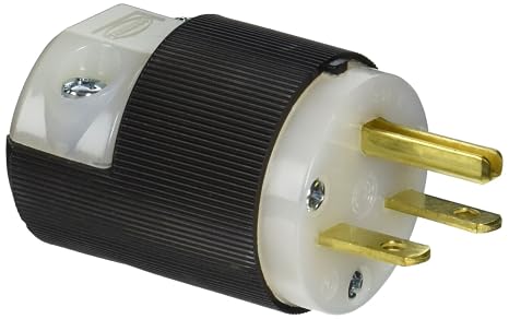 Hubbell HBL5666C Plug, 15 amp, 250V, 6-15P, Black/White