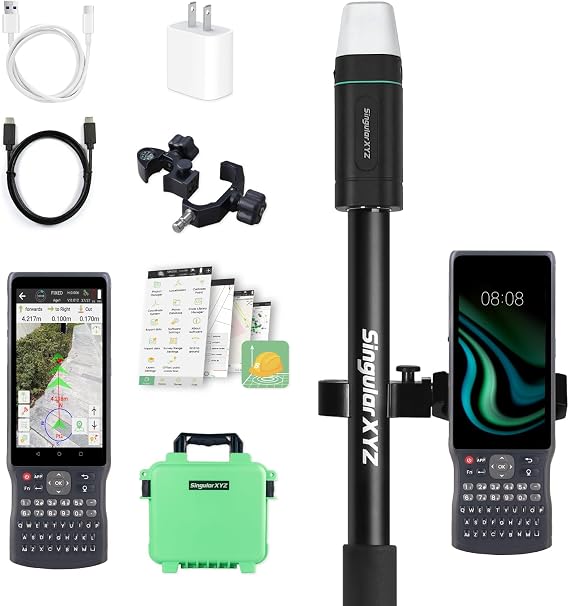 RTK GNSS Survey Equipment with Network RTK Rover, Handheld Controller and Survey Software, GNSS RTK GPS with 60 Tilt and Built-in IMU, for Construction and Geodetic or Land Survey Layout Planning