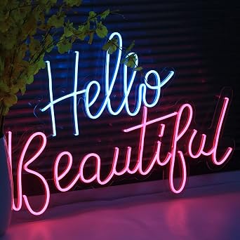 Neon Sign Hello Beautiful LED Neon Sign Custom Flex LED Neon Light Bar Home Make up Logo Neon Sign Personalize Sign Home Decor