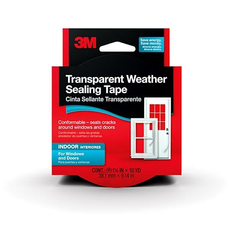 3M Indoor Transparent Weather Sealing Tape, 1.5 in x 30 ft