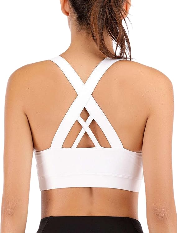 Sports Bra for Women, High Support Criss-Cross Back Padded Strappy Push up