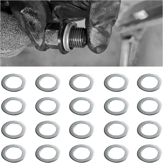 20 Pcs 0.55 Inches Oil Drain Plug Gasket Washers, Aluminum Oil Drain Plug Seals Rings, Crush Washer Oil Drain Plug Compatible with Honda/Acura, Fits for Most Cars