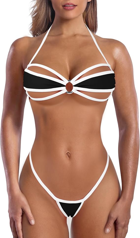 SHERRYLO Cut-Out Micro Bikini Sexy G String Bikinis Swimsuit for Women