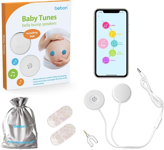 Baby-Bump Headphones Plays and Shares Music, Sound, Voices to the Womb | Premium Baby Bump Speaker System Including bebon Tunes APP