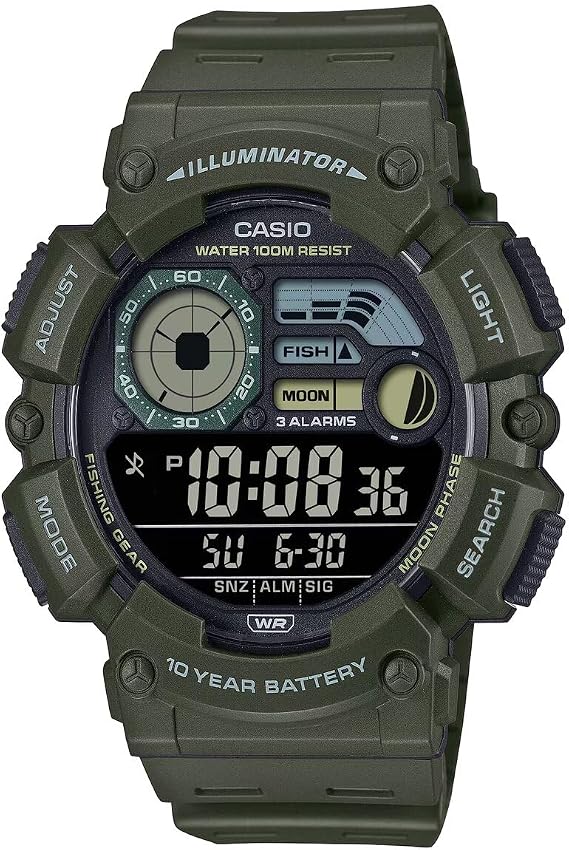 Casio WS-1500H-3BVDF Quartz Digital Silicone Green 10 ATM 50 mm Men's Wristwatch