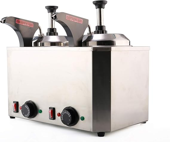 Li Bai Dual Nacho Cheese Chocolate Dispenser Professional Food Warmer Electric Pump Melting Machine Commercial Food Grade Quality with Temperature Control Stainless Steel 650w 110v for Home Restaurant