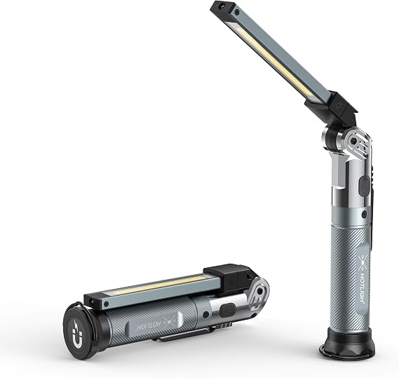 HOTLIGH Magnetic Work Light, 1200LM Rechargeable Work Light with Hook, 3 Mode & Hands-Free Mechanic Light, Magnetic Flashlight for Car Repairing/Emergency/Outdoor Work
