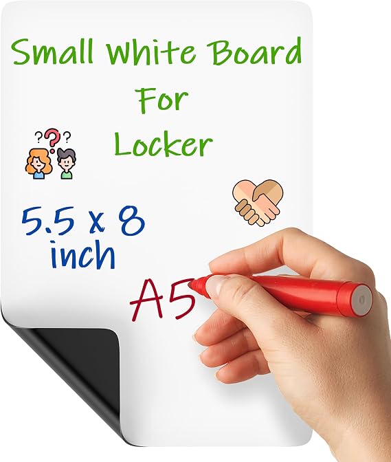 Locker Dry Erase Board Magnetic 5.5x8 - Locker Whiteboard Magnetic - Dry Erase Board for Lockers Magnet White Boards for Lockers Small Magnet White Boards - 5x8 Mini Whiteboard