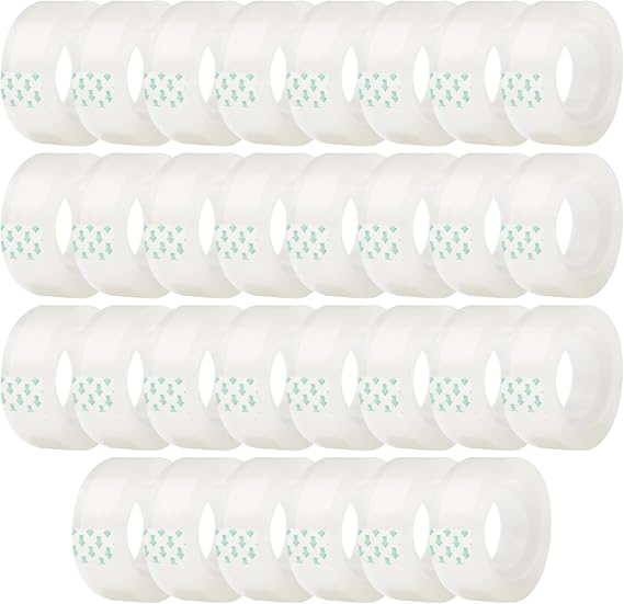 Ykimok 30 Rolls Transparent Clear Tape Refills for Dispenser, Sturdy Tape(Not Easily Tear), 0.7 Inch, 27.3 Yard, Perfect for Office, Home, School