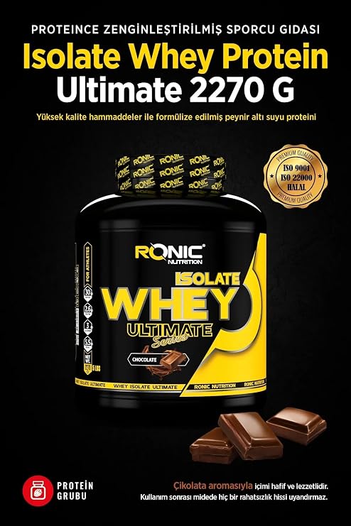 CULINARY CRAFTS Ronic Nutrition Isolate Whey Protein Tozu Ultimate 2270 G Kas Yapılanmasına Yardımcı Protein Tozu (ÇİKOLATA AROMALI)