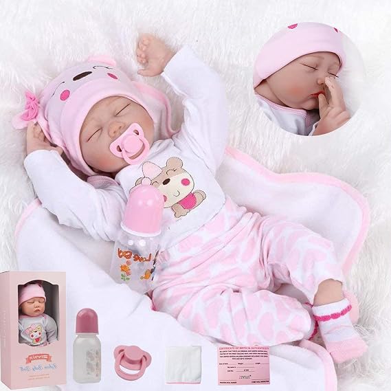 ZIYIUI 22 inches 55cm Reborn Dolls Girl Soft Vinyl Silicone Real Life Baby Dolls Newborn with Eyes Closed Reborn Dolls Toys Gift Newborn Doll Toddlers Toys for age 3+