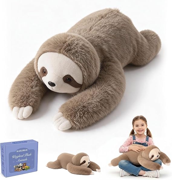 Weighted Sloth Plush Teddy, Stuffed Plush Animals Plushies, Cuddly Puppy Toy for Comfort & Relaxation,Hugging Pillow for Anxiety Relief & Sleep Support (Sloths, 45cm)