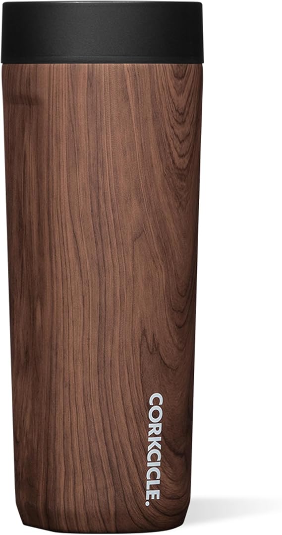 Corkcicle Commuter Cup 17 oz Travel Mug with 360 Sip Lid, Walnut Wood