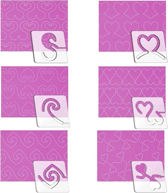 Kapyoo Free Motion Quilting Templates Set Quilting Rulers and Templates Quilting Templates for Machine Quilting Quilting Supplies Quilting Design with 32Pcs Non-Slip Grips (Heart Shaped A&B V2)