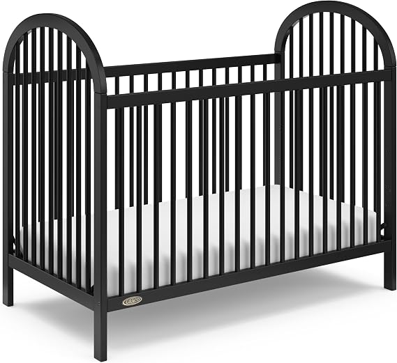 Graco Olivia 3-in-1 Convertible Crib GREENGUARD Gold Certified, 100% Solid Wood, Fits Standard Baby Crib Mattress, Converts to Toddler Bed and Daybed, 4 Adjustable Mattress Heights (Black)