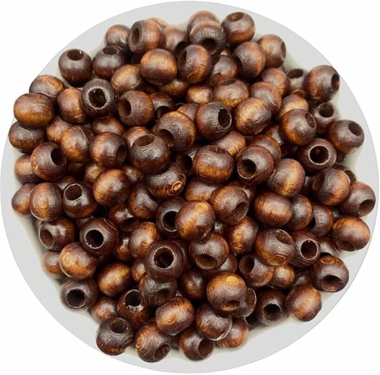 Flea Market Ahşap Boncuk, 10Mm Kahverengi Ahşap,Tahta Boncuk (50Gr,~160 Adet Boncuk)