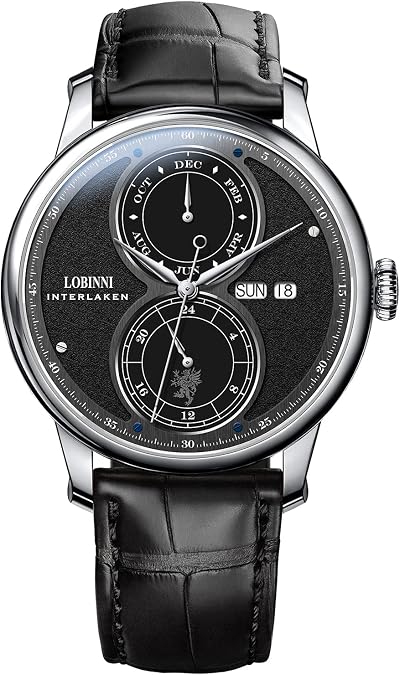 LOBINNI Men's Stainless Steel Dress Automatic Mechanical Week Calendar Fashion Top Brand Luxury Watch