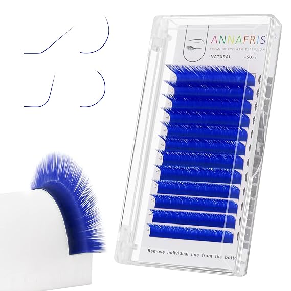 Colored Eyelash Extension Classic Blue 0.07 C Curl 8-15mm Mixed Volume Lash Extension Individual False Eye Lashes With Color By ANNAFRIS (Classic Blue,0.07 C 8-15mm Mix)