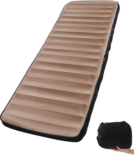 Inflatable Camping Sleeping Pad, Portable Single Air Mattress – Brown