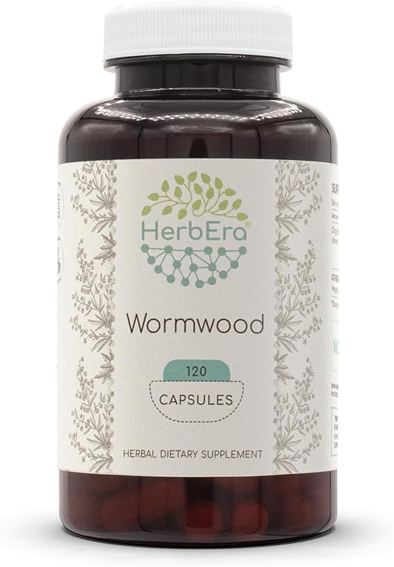 HerbEra Wormwood 120 Capsules, 400 mg, Wormwood (Artemisia Absinthium) Dried Herb (120 Capsules)