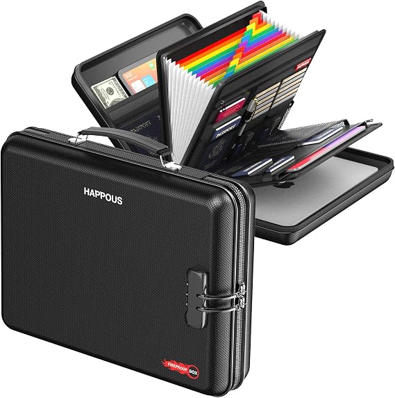 Fireproof Document Organizer with Lock, Fireproof Document Box