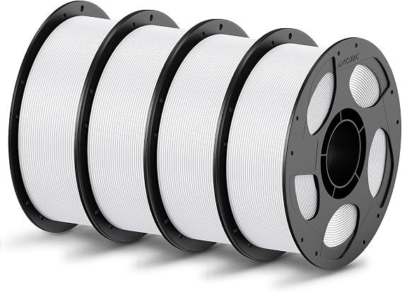 ANYCUBIC PLA Filament 1.75mm Bundle, 3D Printing PLA Filament 1.75mm Dimensional Accuracy +/- 0.02mm, 1KG Reusable Spool (2.2 lbs), 4KG White