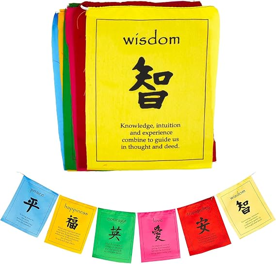 Mudra Crafts Large Tibetan Lungta - Nepalese Prayer Flags Banner Affirmation Flags
