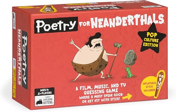 Poetry for Neanderthals: Pop Culture Edition by Exploding Kittens - 2+ Players - Ages 7+ 15 Minutes to Play - Competitive Word Guessing Game - Party Game for Family Night, Kid and Adult