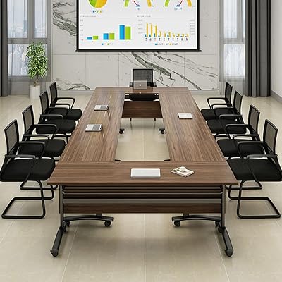 70.8in Conference Table,Mobile Conference Room Tables with Wheels Foldable Large Rectangle Meeting Seminar Table for 6-12 People,Portable Business Training Table for Office,Meeting Classroom4