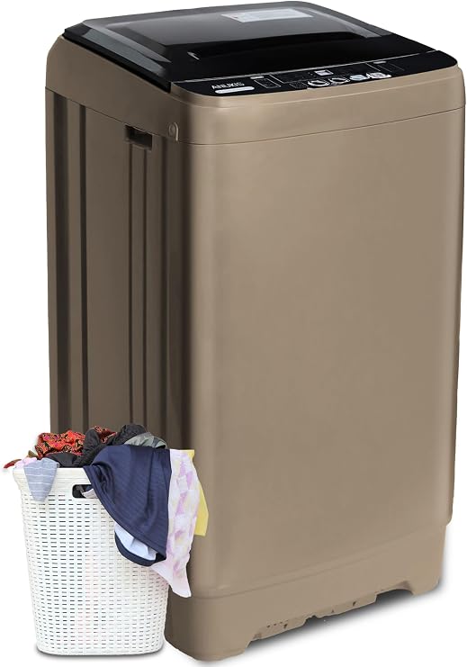 Anukis Fully Automatic Washing Machine, 13 lbs Capacity Compact Laundry Washer with Drain Pump 10 Wash Program & 8 Water Levels for Apartment, Dorm, RV, Gold