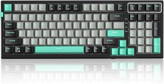 MageGee SKY98 Mechanical Gaming Keyboard, 96% Gasket Hot Swappable Wired Custom Creamy Keyboard with 5-Layer Sound Dampening, RGB Backlit, NKRO for Win/Mac (Dark Elf, Blue Whale Switch)