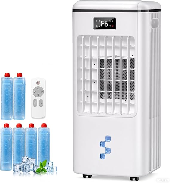 Portable Air Conditioners, 3-IN-1 Evaporative Air Cooler, Swamp Cooler with 3 Speeds & 4 Modes, 2-Gal Water Tank for Cooling, 16 FT/S Remote and Touch Control for Indoors