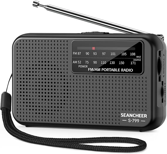 799 Mini Radio AM FM, Battery Operated Radio with Lanyard, Weight 2.7oz