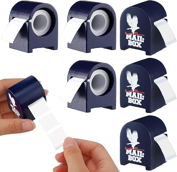 Wesiti 6 Pcs Patriotic Wooden Stamp Roll Dispenser Wood Postage Stamp Dispenser for Roll of 100 Holder Organizer Independence Day Decor America Anniversary for Mailing Desk Home Office Supplies